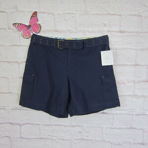 Liz Claiborne size 16 Navy Blue Belted Cargo Shorts New
